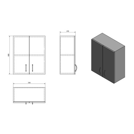 Aqualine SIMPLEX ECO szafka wisząca 50x60x24cm SIME530