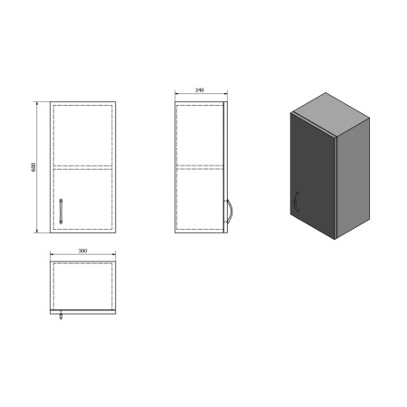 Aqualine SIMPLEX ECO szafka wisząca 30x60x24cm SIME330