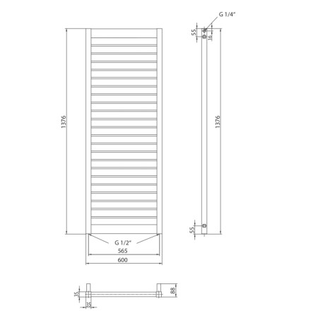 Sapho MATEO grzejnik 600x1376 mm 752 W biały MO601