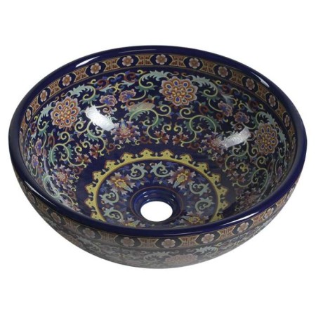 Sapho PRIORI umywalka ceramiczna średnica 41 cm 15 cm fioletowy z ornamentami PI022