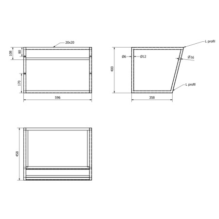 Sapho SKA konsola pod umywalkę z półką 600x400x460mm biały mat SKA111