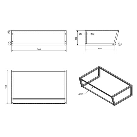 Sapho SKA konsola pod umywalkę 750x200x460mm czarny mat SKA202