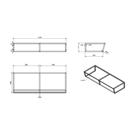 Sapho SKA konsola pod umywalkę 1200x200x460mm czarny mat SKA204