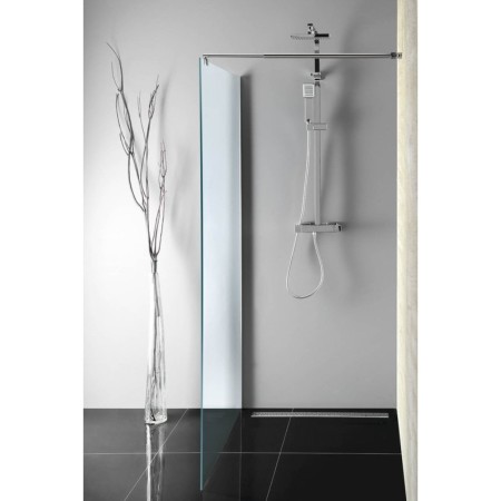 Aqualine WALK-IN ścianka prysznicowa do montażu do ściany ze wspornikem 1100 mm szkło matowe Brick WI110