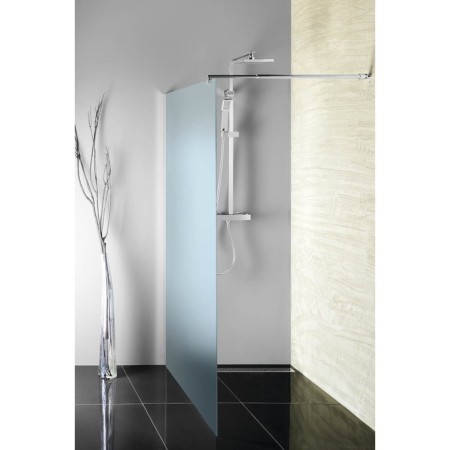 Aqualine WALK-IN ścianka prysznicowa do montażu do ściany ze wspornikem 900 mm szkło Brick WI090