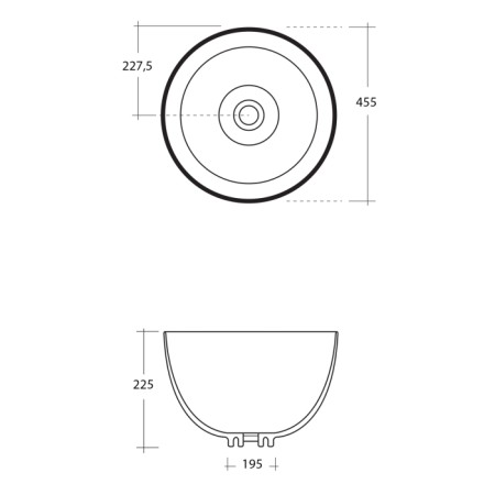 Sapho DOME umywalka ceramiczna nablatowa 455 cm bez przelewu WH030