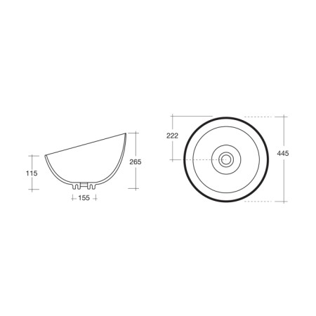 Sapho DOME OBLIQUO umywalka ceramiczna nablatowa 445x265 cm WH031