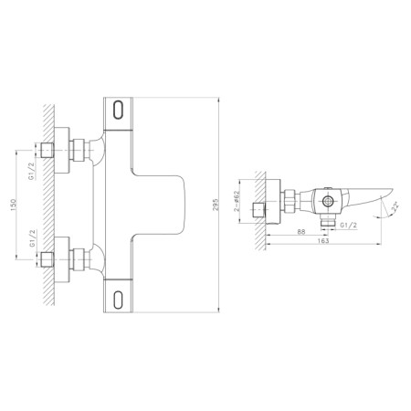 Sapho MIXONA bateria wannowa termostatycznaścienna chrom MG410