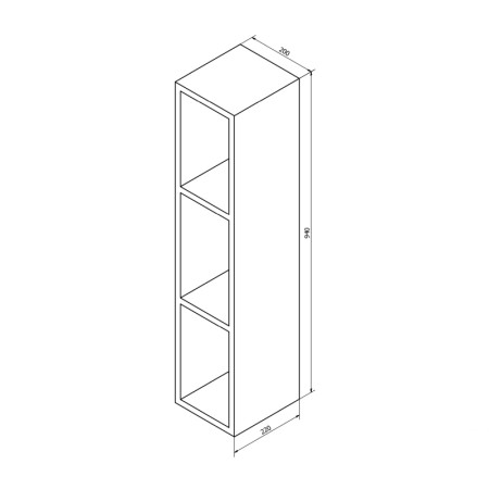 Sapho ESPACE szafka otwarta z półkami 20x94x22cm dąb srebrny ESC130-1111