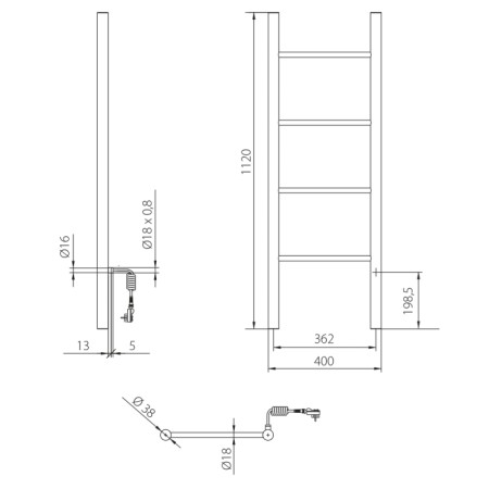 Sapho KARBO suszarka na ręczniki elektryczna 400x1120 mm 87 W czarny KB904