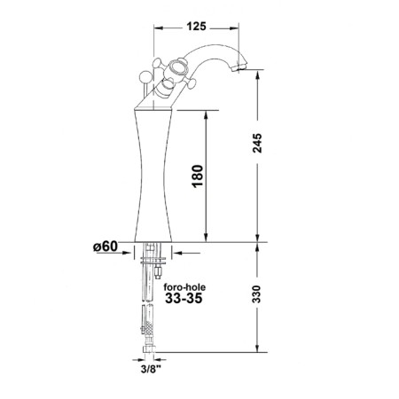 Sapho ANTEA bateria umywalkowa wysoka wysokość 245mm chrom 3171L