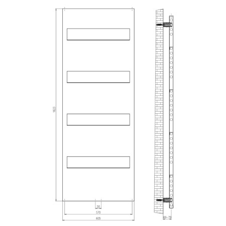 Aqualine ORLANDO grzejnik panelowy 605x1623 mm 611 W biały IL166