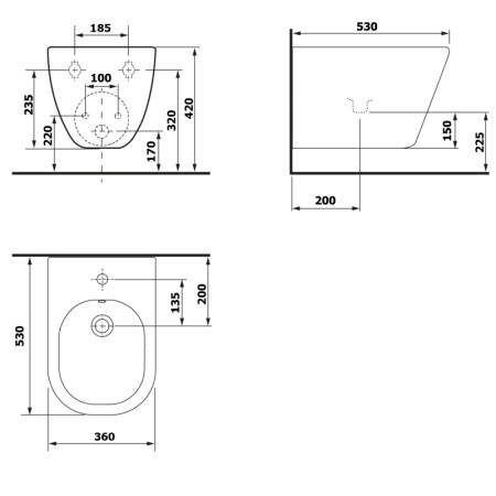 Sapho PACO bidet wiszący 36x52cm biały PZ2012