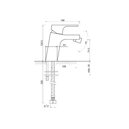 Sapho LATUS bidetowa bateria wysokość 132 mm chrom 1102-53