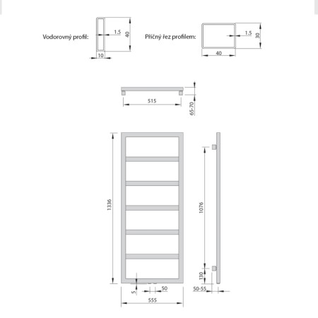 Sapho DENALI grzejnik 550x1336mm 411 W biały DN613