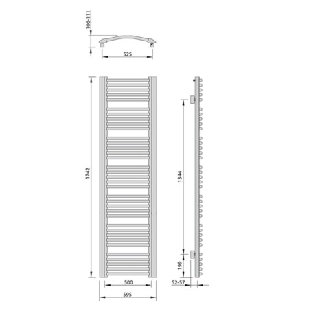 Sapho EGEON grzejnik 595x1742mm 1057 W srebrny ze strukturą EG617SS