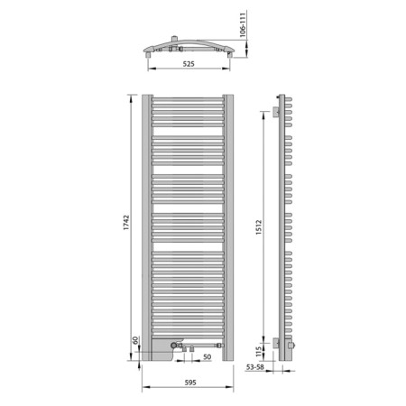 Sapho EGEUS grzejnik 595x1742mm 1031 W brąz GG617BR