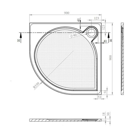 Gelco ARCA brodzik prysznicowy kompozytowy półokrągły 90x90cm R550 PA559