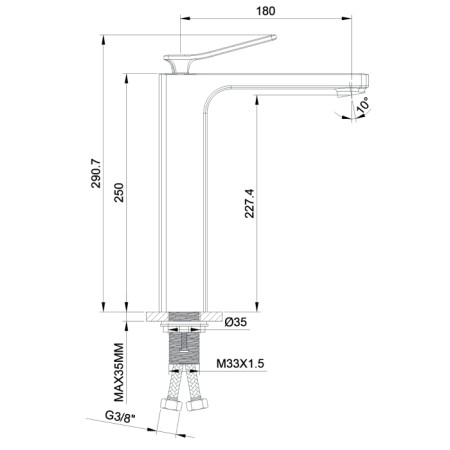 Sapho JUMPER bateria umywalkowa wysoka chrom JM006