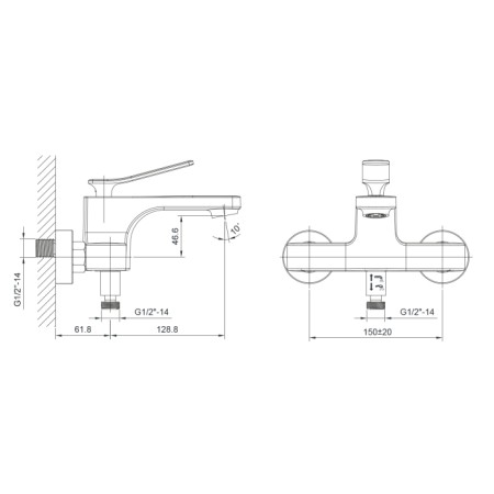 Sapho JUMPER bateria wannowa ścienna chrom JM010