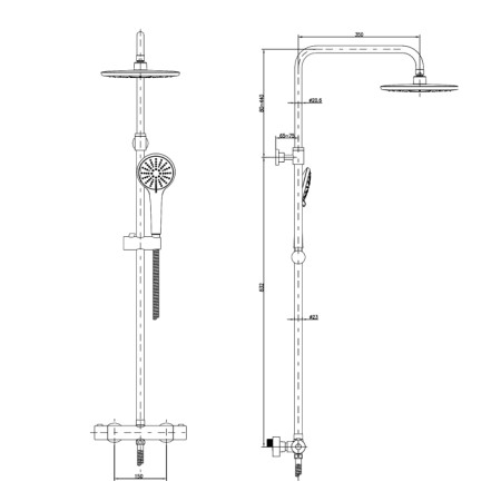 Aqualine SKY zestaw prysznicowy z baterią termostatyczną chrom 1202-18