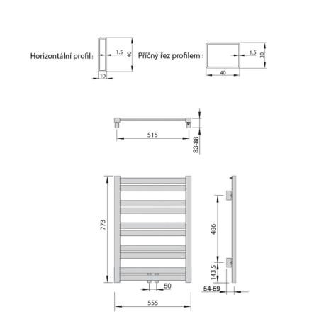 Sapho NEVEL grzejnik 555x773 mm 324 W podłączenie środkowe biały NVX608