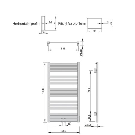 Sapho NEVEL grzejnik 555x1043mm 440 W podłączenie środkowe biały NVX610