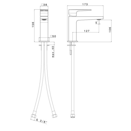 Sapho DIMY bateria umywalkowa czarny DM002BL