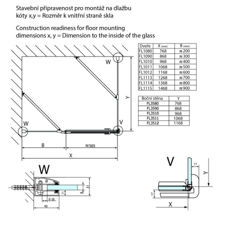 Polysan FORTIS LINE drzwi prysznicowe 1000mm szkło czyste lewe FL1010L