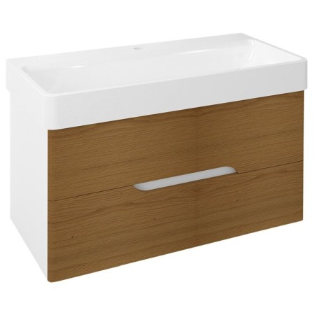 Sapho MEDIENA szafka umywalkowa 96.5x50.5x48.5cm biały mat/dąb natural MD102