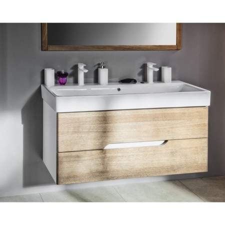 Sapho MEDIENA szafka umywalkowa 117x50.5x48.5cm biały mat/dąb graphite MD121