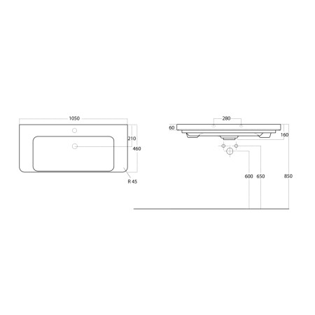 Sapho THALIE 105 umywalka meblowa 105x46cm biała TH11105