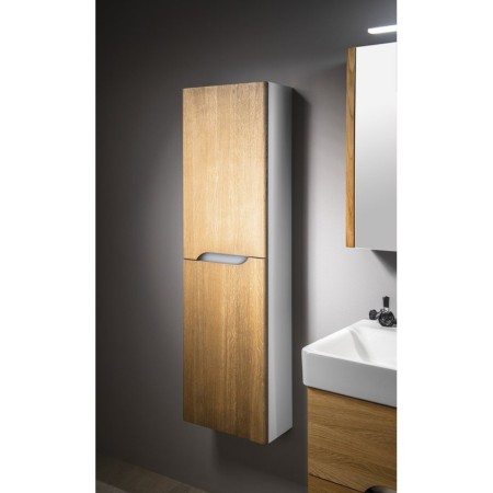 Sapho MEDIENA szafka wysoka 40x140x20cm 2 drzwiczki lewa/prawa biały mat/dąb natural MD452
