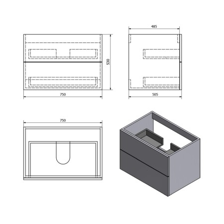 Sapho TREOS szafka umywalkowa 75x53x50.5cmbiały mat TS070-3131