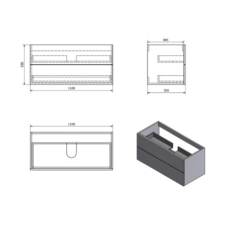 Sapho TREOS szafka umywalkowa 110x53x50.5cm biały mat TS110-3131