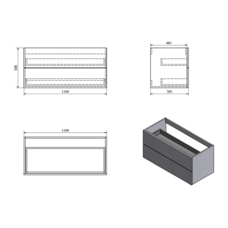 Sapho TREOS szafka z szufladami 110x53x50.5cm biały mat TS115-3131