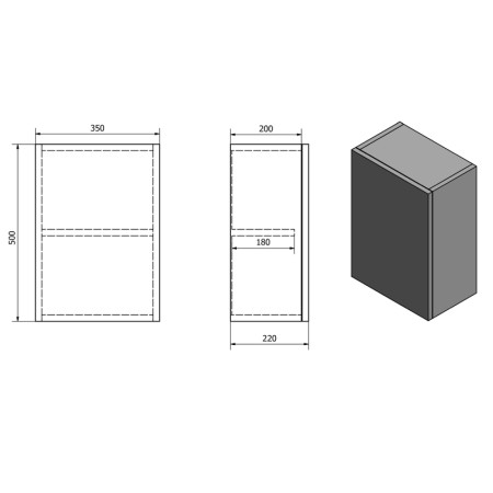 Sapho TREOS szafka wisząca górna 35x50x22cm lewa/prawa dąb Polar TS040-1010