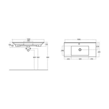 Aqualine ZUNO 100 umywalka meblowa 100x45cm biała 9100