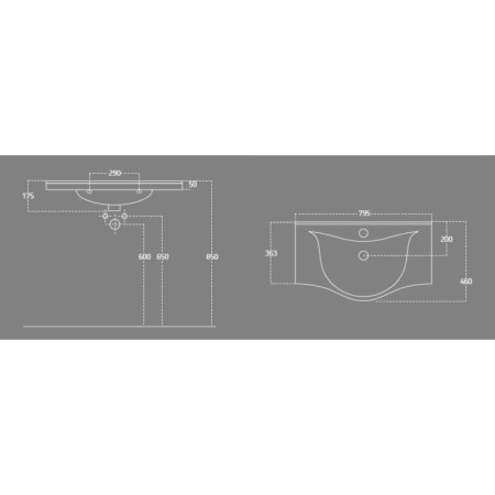 Aqualine ZARA 80 umywalka meblowa 79.5x46cm biała 10080