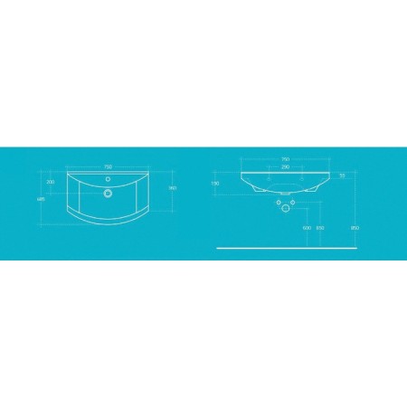 Aqualine ZERO umywalka meblowa 75x48.5cm biała 6075