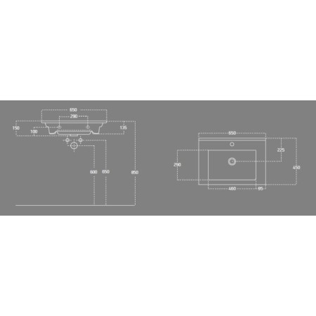 Aqualine ZUNO 65 umywalka meblowa 65x45cm biała 9065