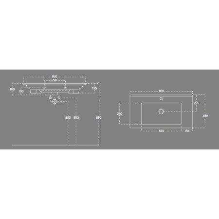 Aqualine ZUNO 85 umywalka meblowa 85x45cm biała 9085