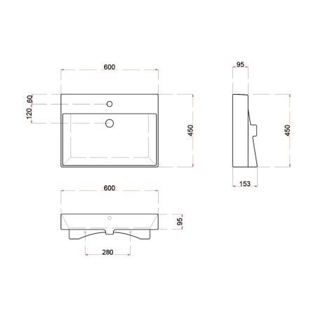 Sapho KARE 60 umywalka meblowa 60x46cm biała 17060