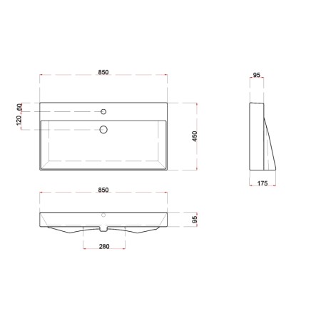 Sapho KARE 85 umywalka meblowa 85x45cm biała 17085