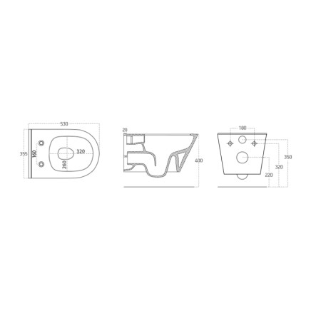 Sapho AVVA WC wiszące Rimless 35.5x53cm biały 100314