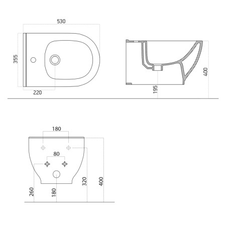 Sapho BRILLA bidet wiszący 35.5x53 cm biały 100624