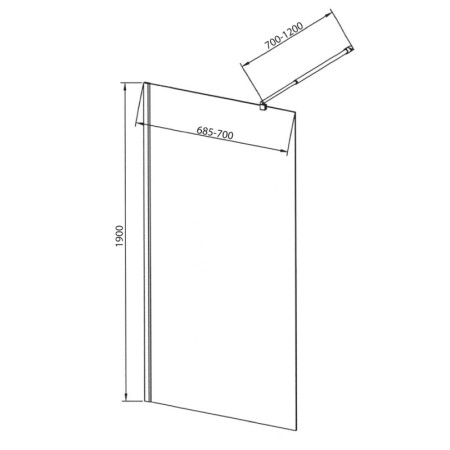 Aqualine WALK-IN ścianka prysznicowa do montażu do ściany ze wspornikem 700 mm szkło czyste WI071
