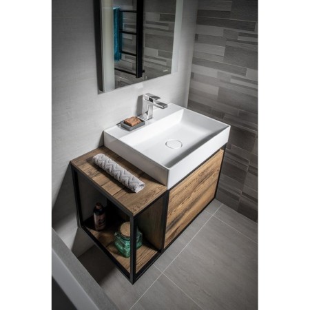 Sapho SKARA szafka pod umywalkę 80x49.5x46.5cm czarny mat/dąb Collingwood CG003-1919