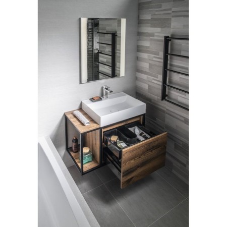 Sapho SKARA szafka pod umywalkę 80x49.5x46.5cm czarny mat/dąb Collingwood CG003-1919