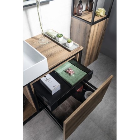Sapho SKARA szafka pod umywalkę 100x49.5x46.5cm czarny mat/dąb Collingwood CG004-1919